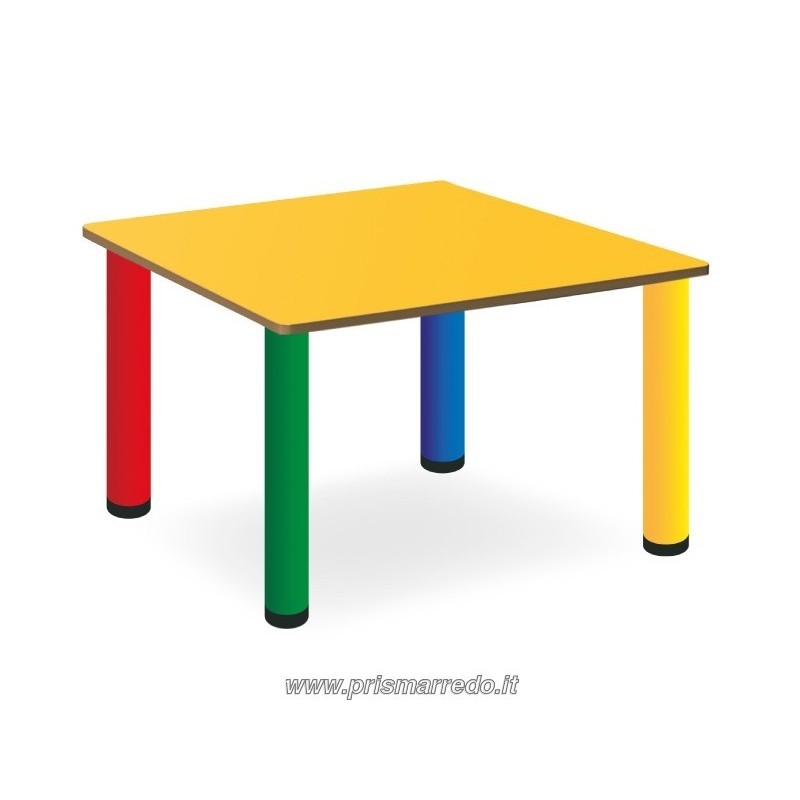 tavolo quadrato multicolore per interno con piano cm. 80x80x52h o 100x100x52h o 120x120x52h