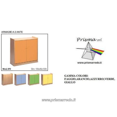 Mod.BR87007 Gamma Colori possibili per le ante: giallo,verde,arancio,azzurro; di serie color legno(in faggio)