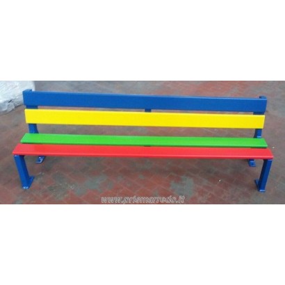 Panchina EXPO in versione infanzia h27 2x2 listelli lunghezza panchina 150cm, in alternativa realizzabile in versione elementare