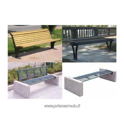 Disponibili vari modelli struttura in metallo/legno/calcestruzzo , sedile e schienale in legno/acciaio/calcestruzzo