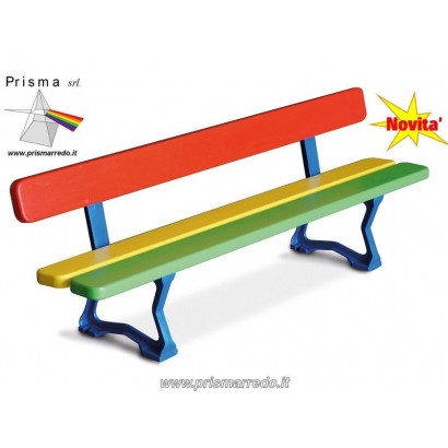 Panchina H29cm adatta perfettamente al bambino dell'asilio. Lunghezza 150 cm. Finitura multicolore o monocolore