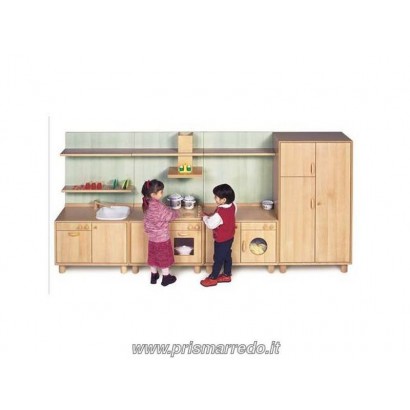 cucina dei piccoli composizione completa con lavello,lavastoviglie,pensile scolapiatti,forno e piano cottura con cappa,accessori