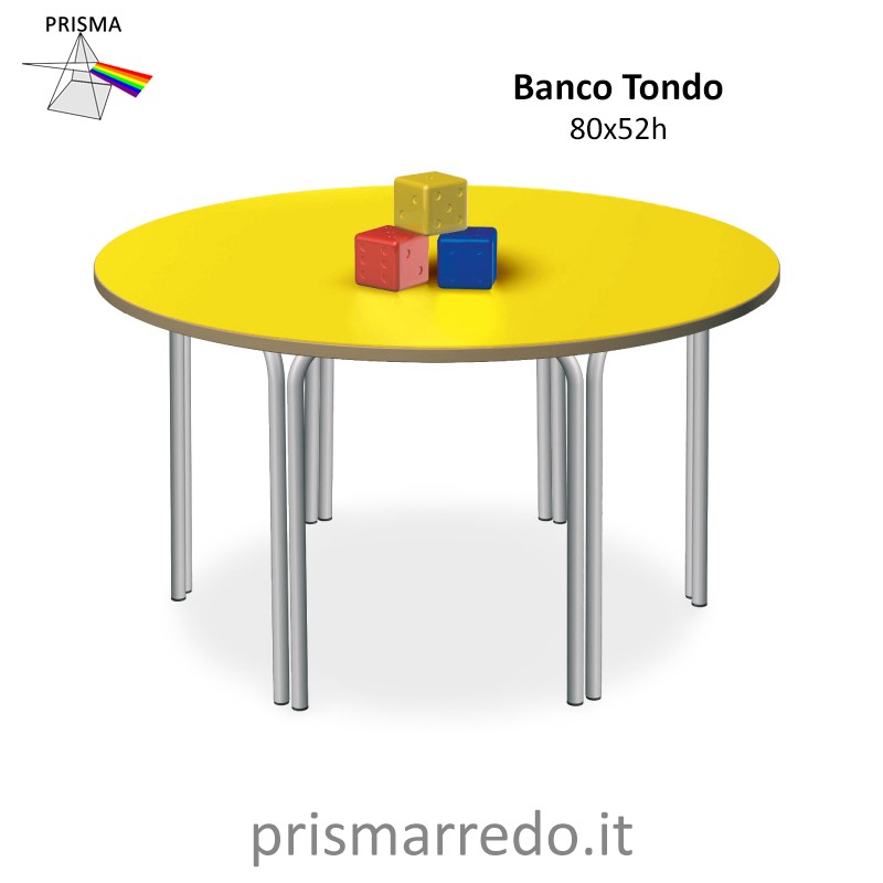 tavolo tondo infanzia piano possibile nei colori giallo,arancio,blu,rosso oppure bianco mangnolia