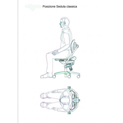 La sedia può essere regolata in varie posizioni per favorire la postura e l'ergonomicità