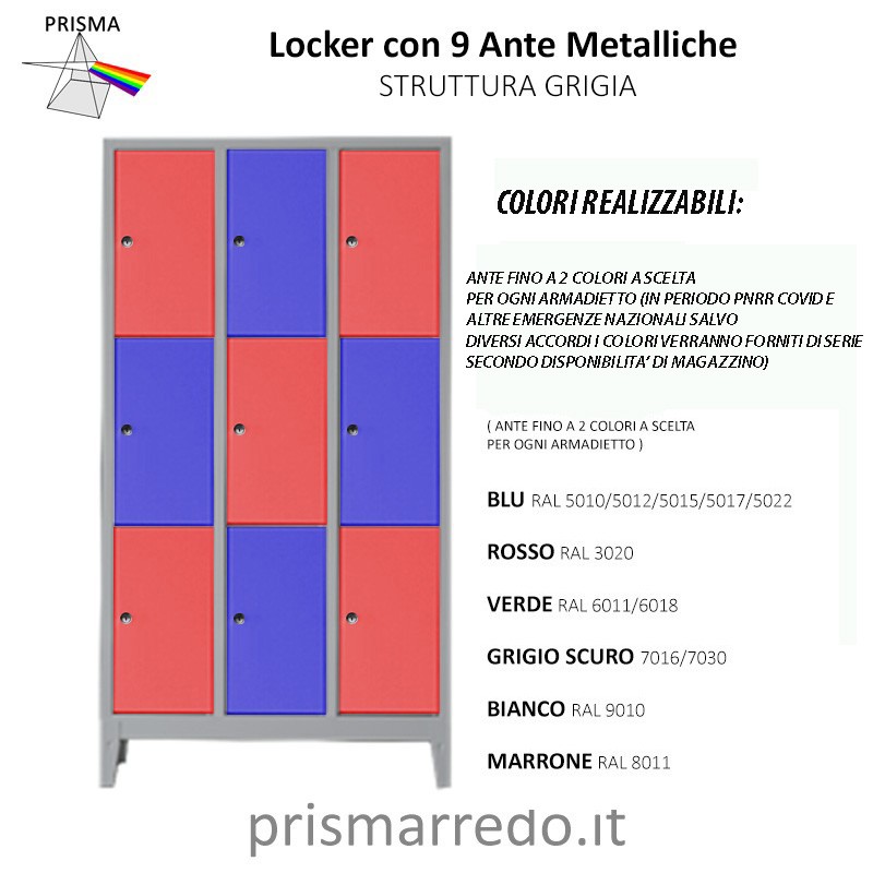 kit 10 lockers con 9 ante metalliche